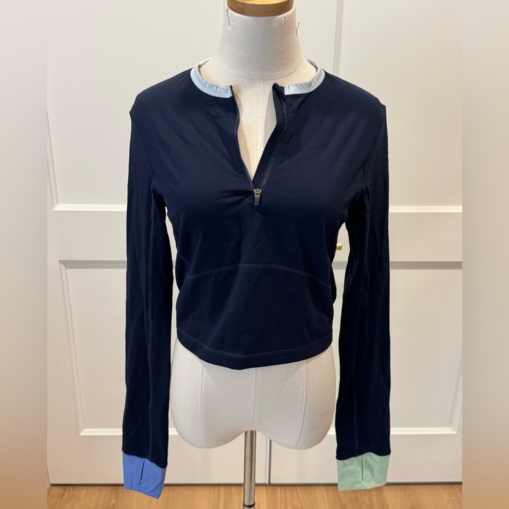SWEATY BETTY | Navy Long Sleeve Top with Zipper | Size: Medium